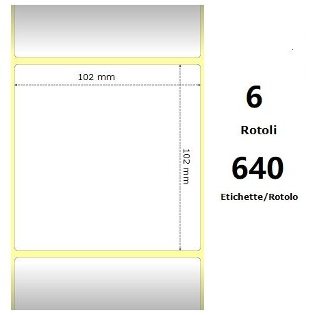 White 102x102mm, 640 Et/Rotolo Z-2000D 4x4x 1 Core, 6 Rolls