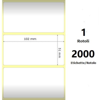 White 102x51mm, 2000 Et/Rotolo Z-2000D 4x2x3 Core, 1 Rolls