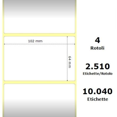 White 102x63.5mm,2510Et/Rotolo Z-1000D, 4x2.5x3Core ,4 Rolls