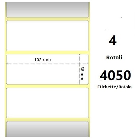 White 102x38mm,4050 Et/Rotolo Z-1000D, 4x1.5x3 Core, 4 Rolls