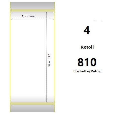 White 100x210mm,810 Et/Rotolo Z-1000D,3.9x8.3x3 Core,4 Rolls