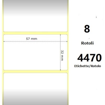 White 57x32mm,4470 Et/Rotolo Z-1000D,2.2x1.3x3 Core,8 Rolls