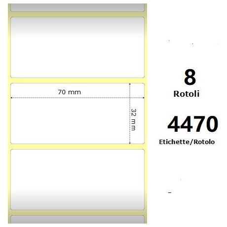 White 70x32mm,4470 Et/Rotolo Z-1000D,2.8x1.3x3 Core,8 Rolls