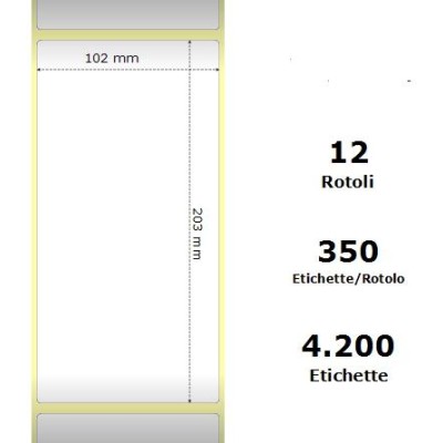 White 102x203mm, 350 Et/Rotolo Z-1000D,4x8x1 Core ,12 Rolls