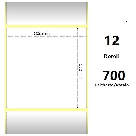 White 102x102mm, 700 Et/Rotolo Z-2000D 4x4x1 Core, 12 Rolls