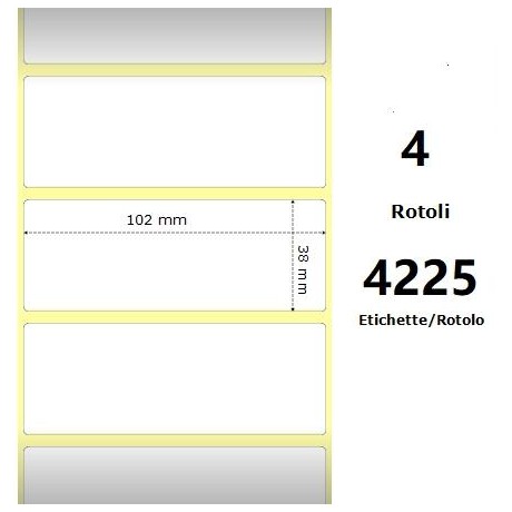 White 102x38mm, 4225 Et/Rotolo Z-2000D,4x1.5x3Core, 4 Rolls